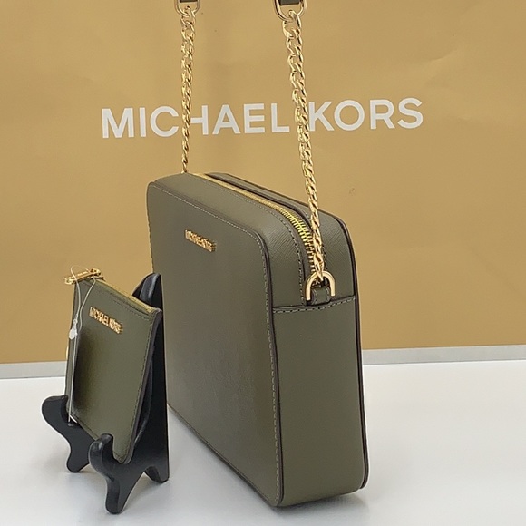 MICHAEL KORS LARGE EW CROSSBODY BAG & SMALL TOP ZIP COINPOUCH OLIVE COLOR - Picture 3 of 16